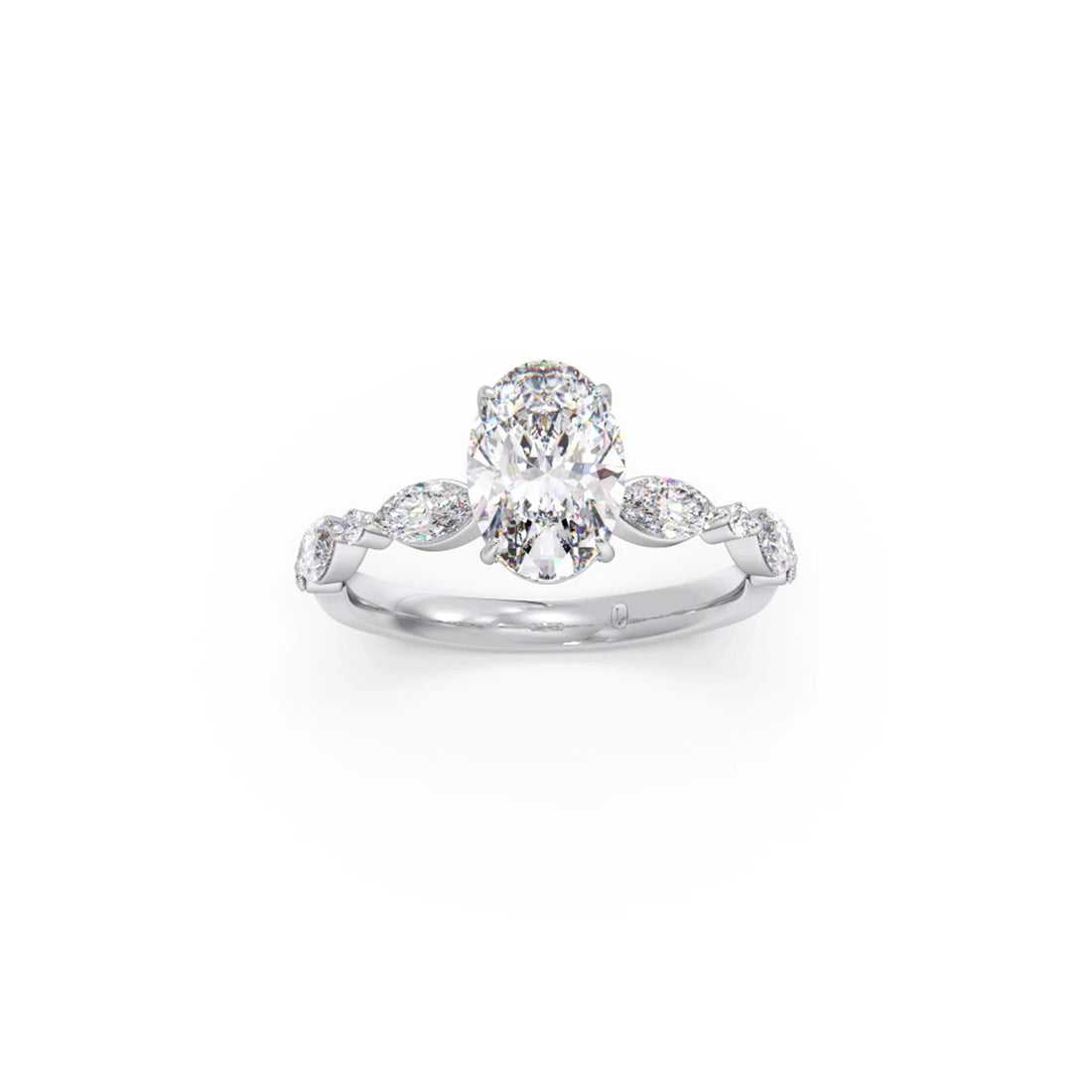 Oval Cut with Side Diamonds Accent Engagement Ring