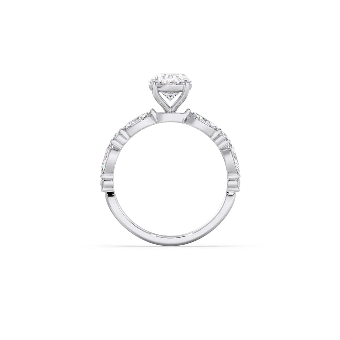 Oval Cut with Side Diamonds Accent Engagement Ring