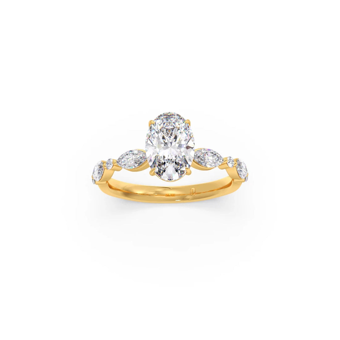 Oval Cut with Side Diamonds Accent Engagement Ring