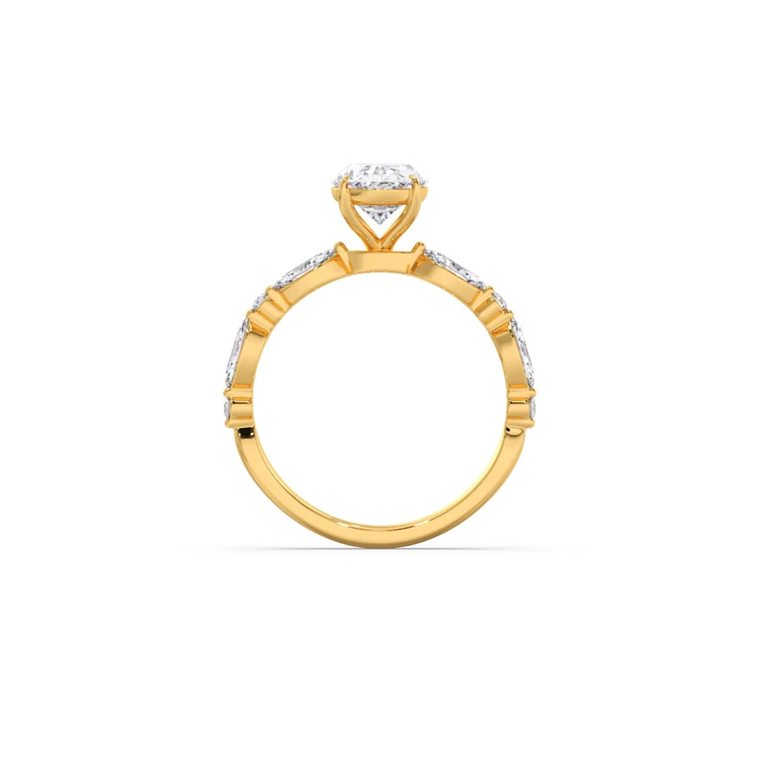 Oval Cut with Side Diamonds Accent Engagement Ring