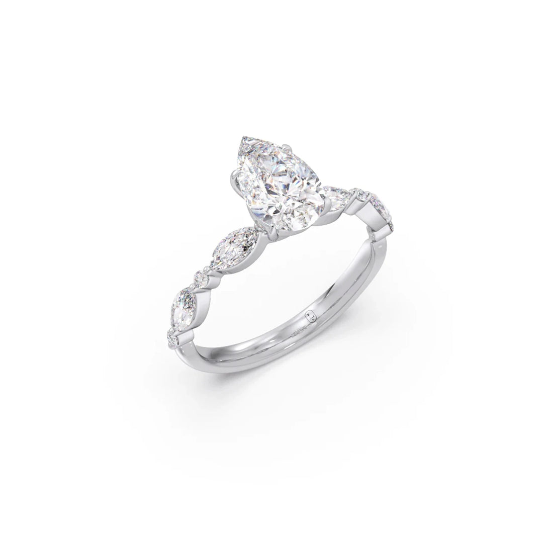 Pear Cut with Side Diamonds Accent Engagement Ring
