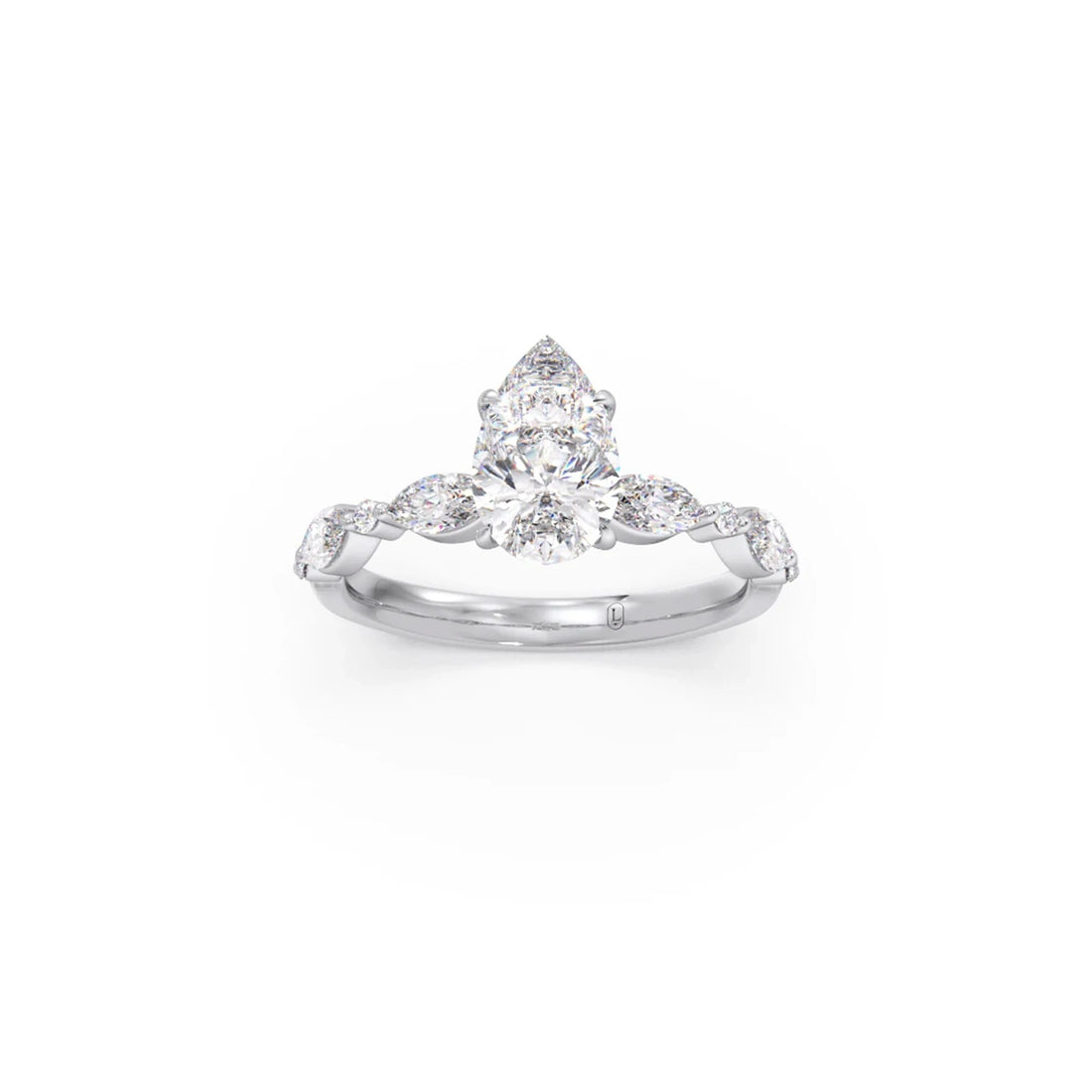 Pear Cut with Side Diamonds Accent Engagement Ring