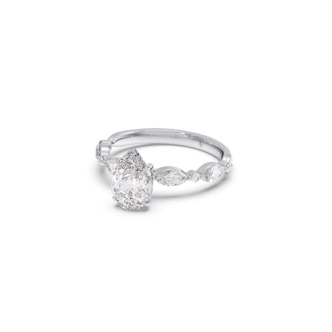 Pear Cut with Side Diamonds Accent Engagement Ring