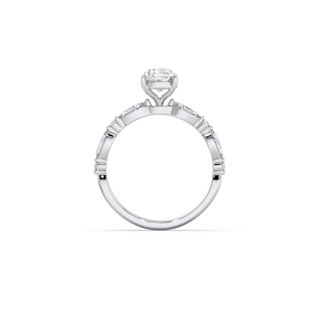 Pear Cut with Side Diamonds Accent Engagement Ring