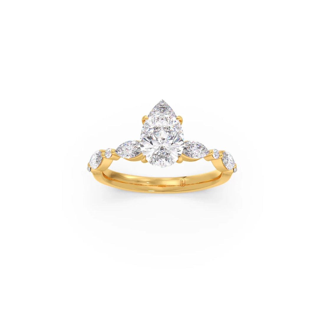 Pear Cut with Side Diamonds Accent Engagement Ring