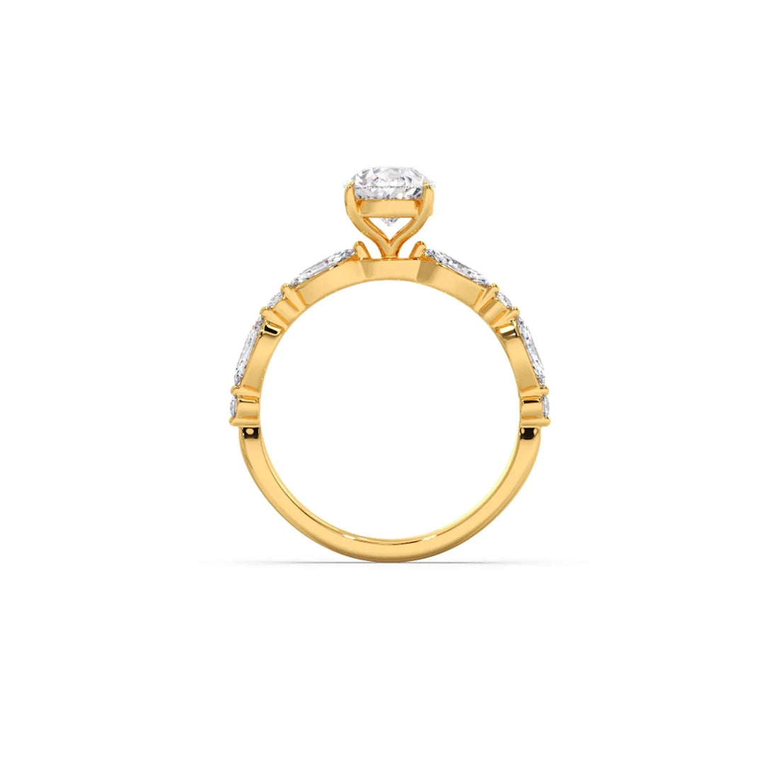 Pear Cut with Side Diamonds Accent Engagement Ring