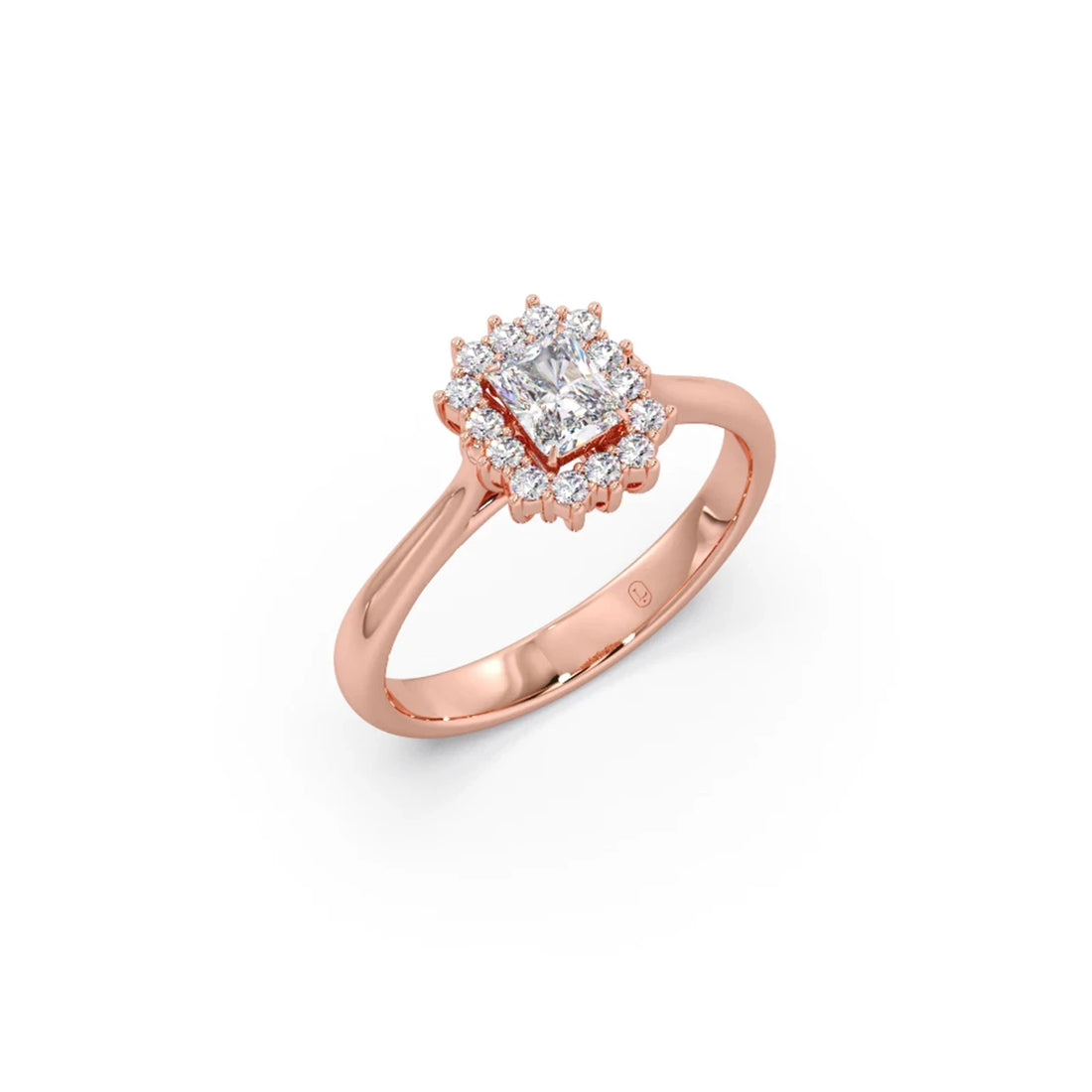 Emerald Shape Diamond with Halo Setting Ring
