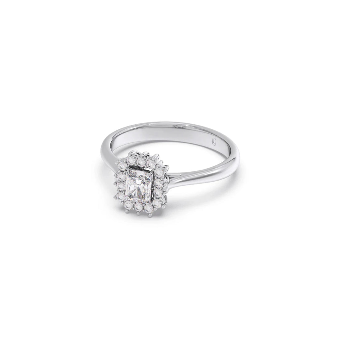 Emerald Shape Diamond with Halo Setting Ring