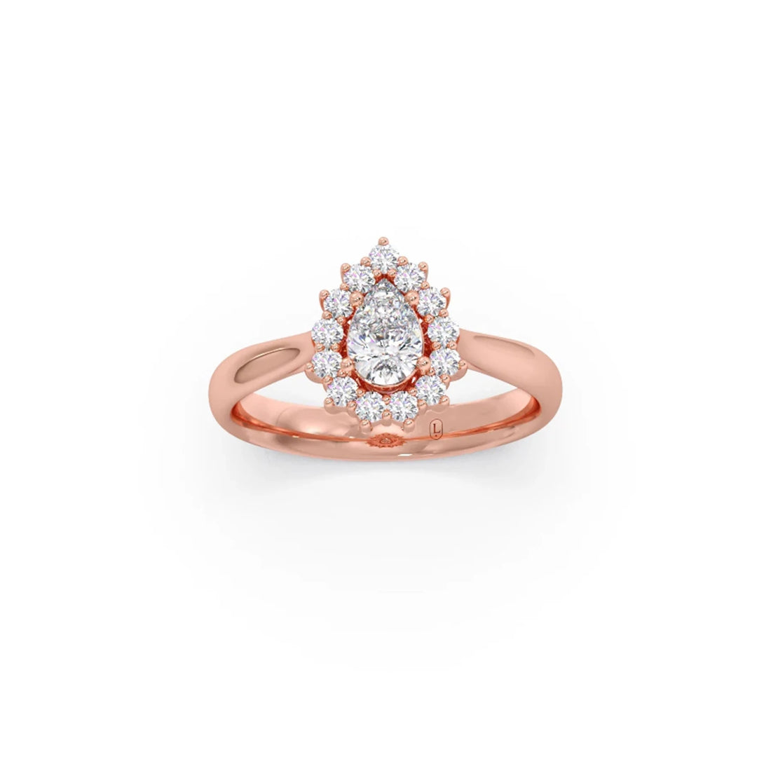 Tear Drop Shape Diamond with Halo Setting Ring