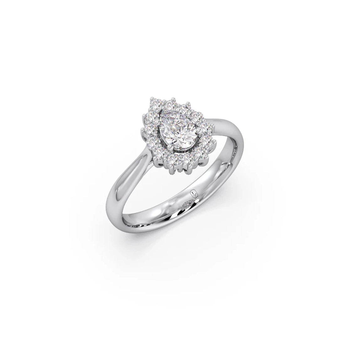 Tear Drop Shape Diamond with Halo Setting Ring