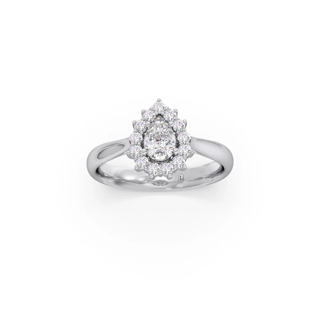 Tear Drop Shape Diamond with Halo Setting Ring
