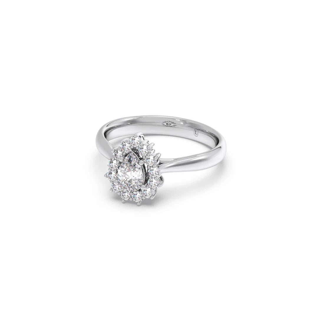 Tear Drop Shape Diamond with Halo Setting Ring