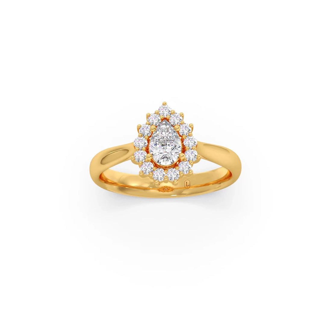 Tear Drop Shape Diamond with Halo Setting Ring