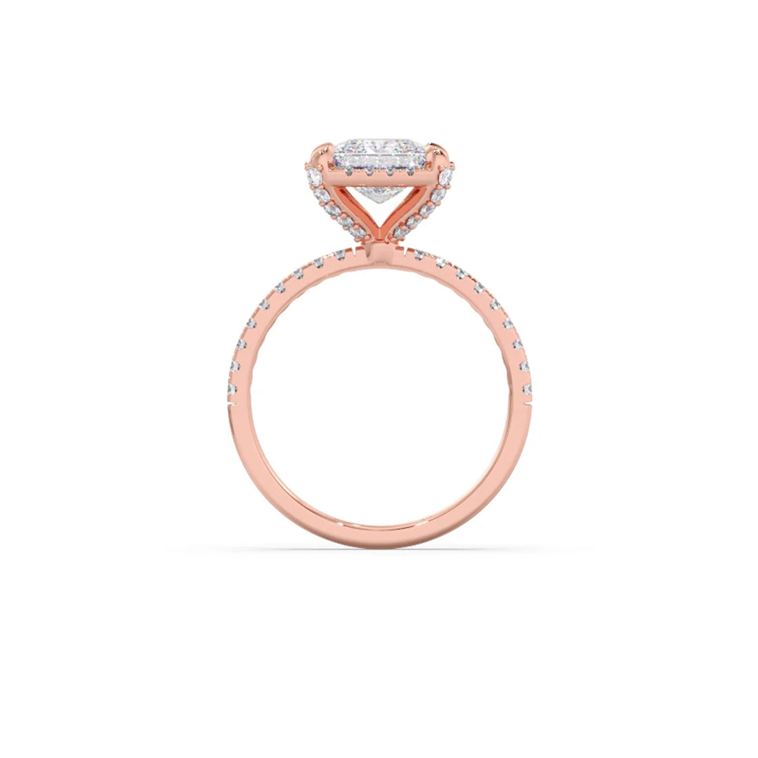 Princess Shape Diamond with Halo Setting Ring