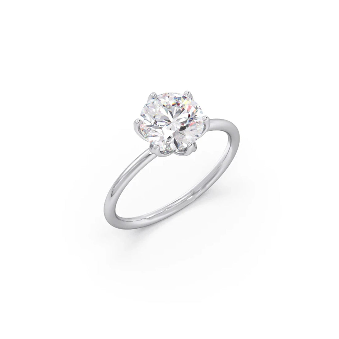 Round Solitaire Tulip Setting Engagement Ring