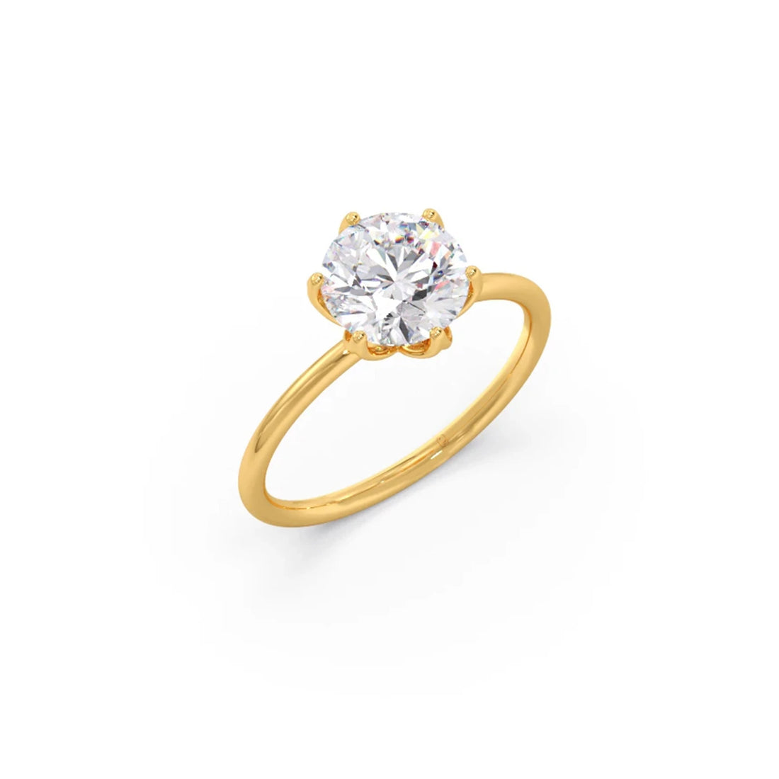 Round Solitaire Tulip Setting Engagement Ring
