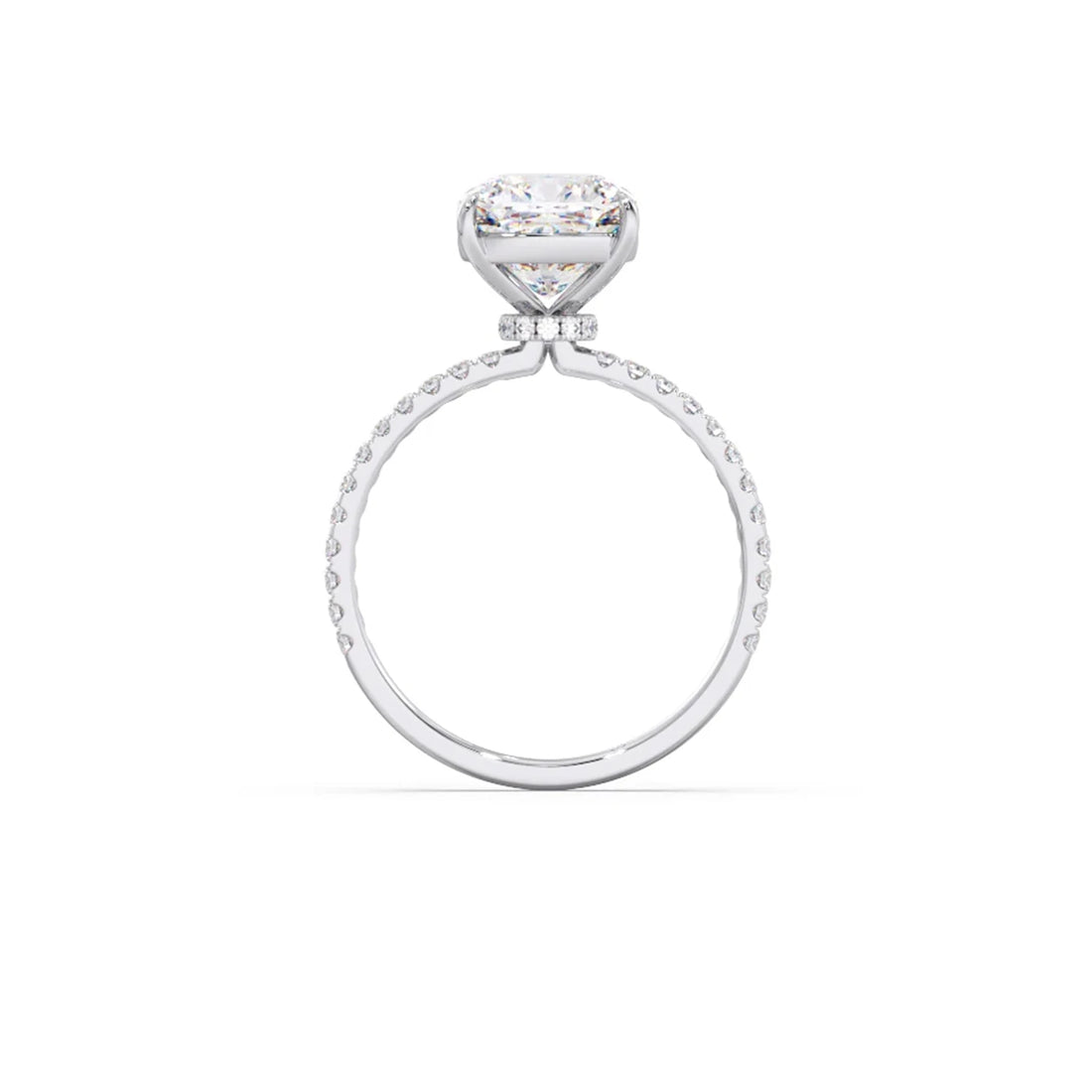 Radiant Cut Hidden Halo Engagement Ring