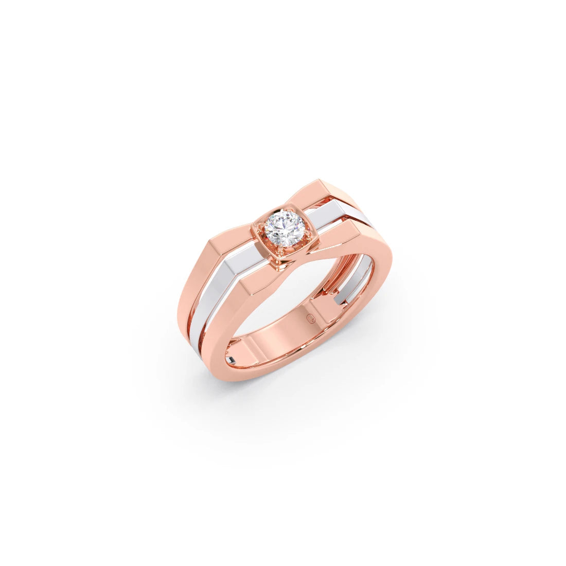 0.30 Carat Segmented Diamond Men's Classic Dual Tone Ring