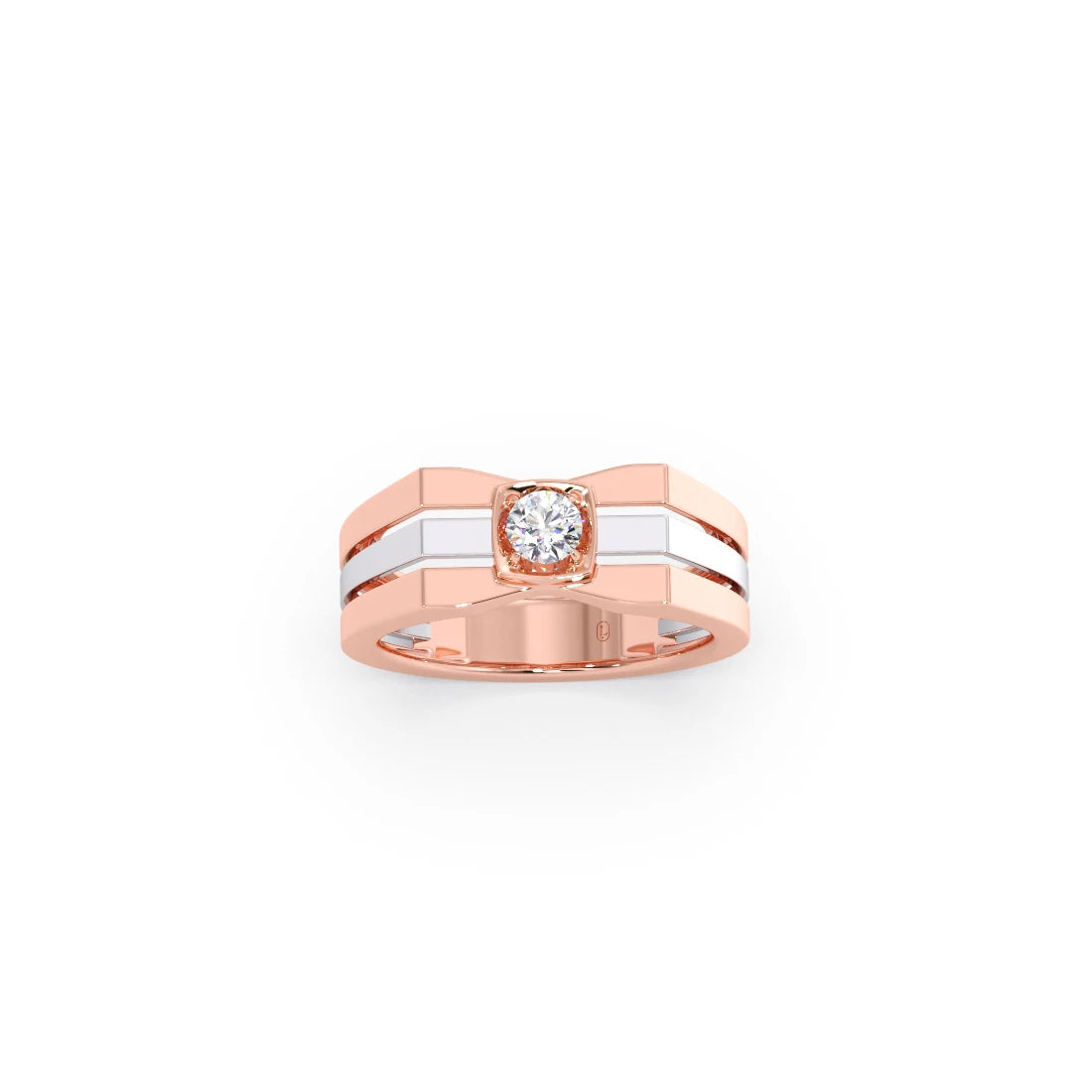 0.30 Carat Segmented Diamond Men's Classic Dual Tone Ring