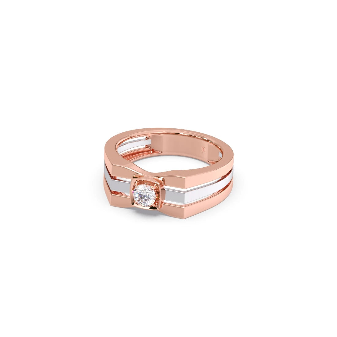0.30 Carat Segmented Diamond Men's Classic Dual Tone Ring