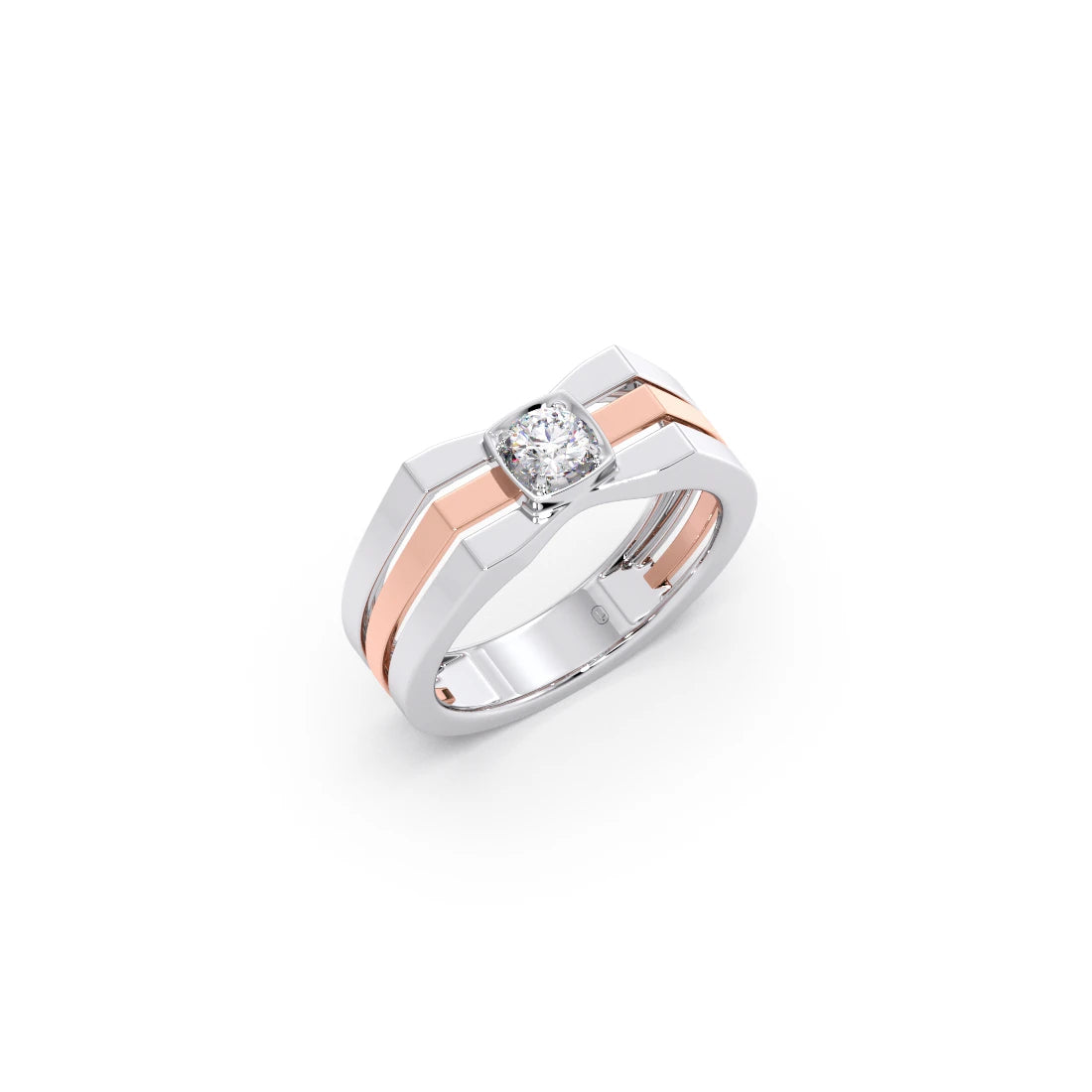 0.30 Carat Segmented Diamond Men's Classic Dual Tone Ring
