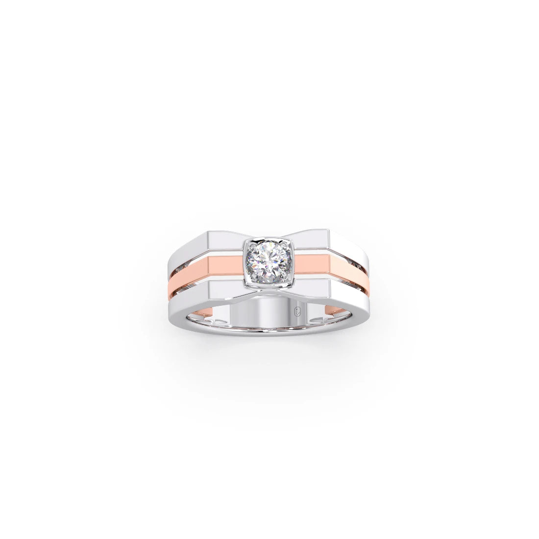 0.30 Carat Segmented Diamond Men's Classic Dual Tone Ring