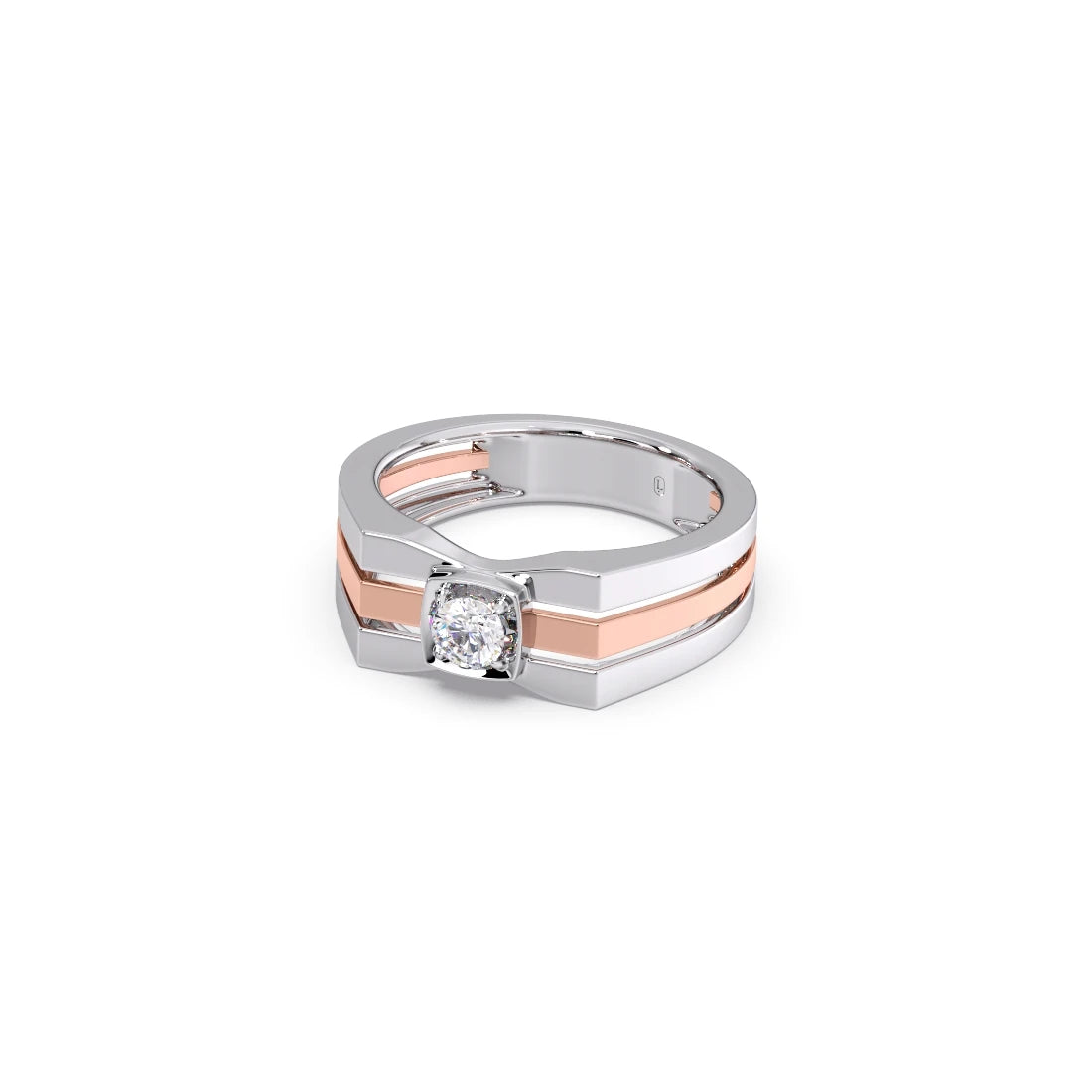 0.30 Carat Segmented Diamond Men's Classic Dual Tone Ring