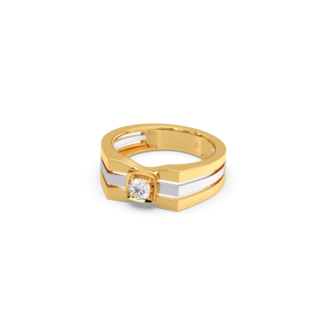 0.30 Carat Segmented Diamond Men's Classic Dual Tone Ring