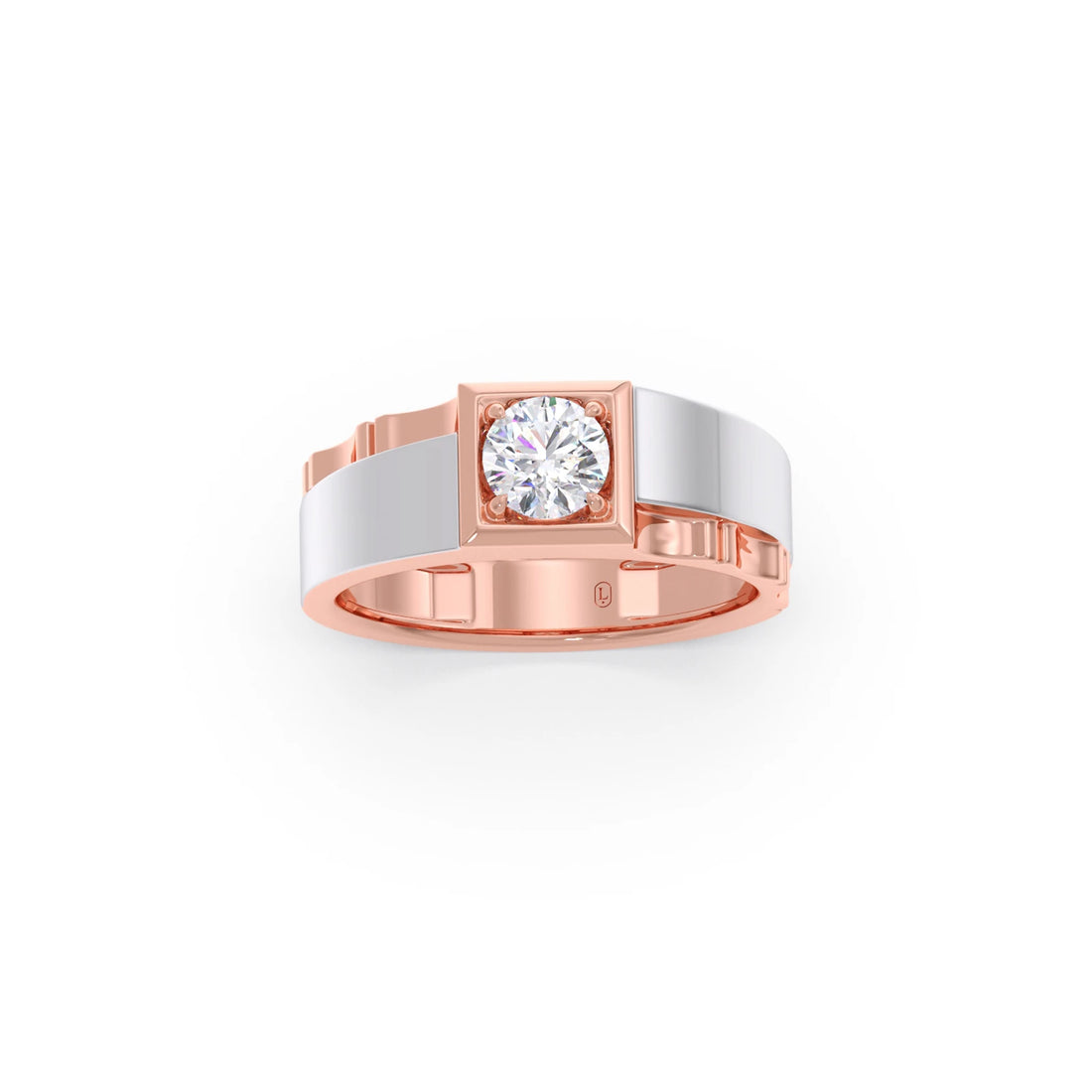 0.66 Carat Dual Tone Textured Diamond Men's Classic Ring