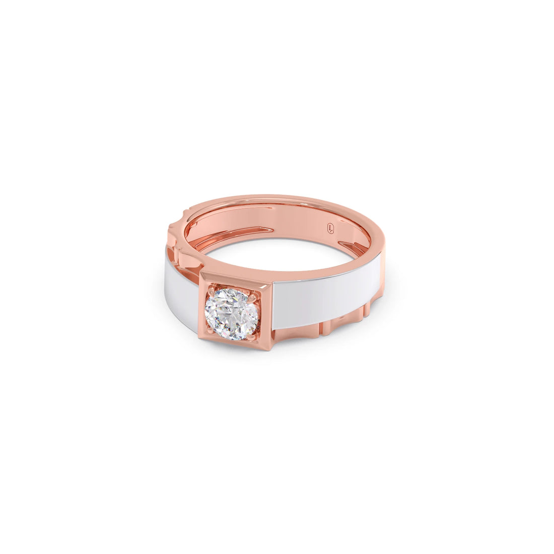 0.66 Carat Dual Tone Textured Diamond Men's Classic Ring