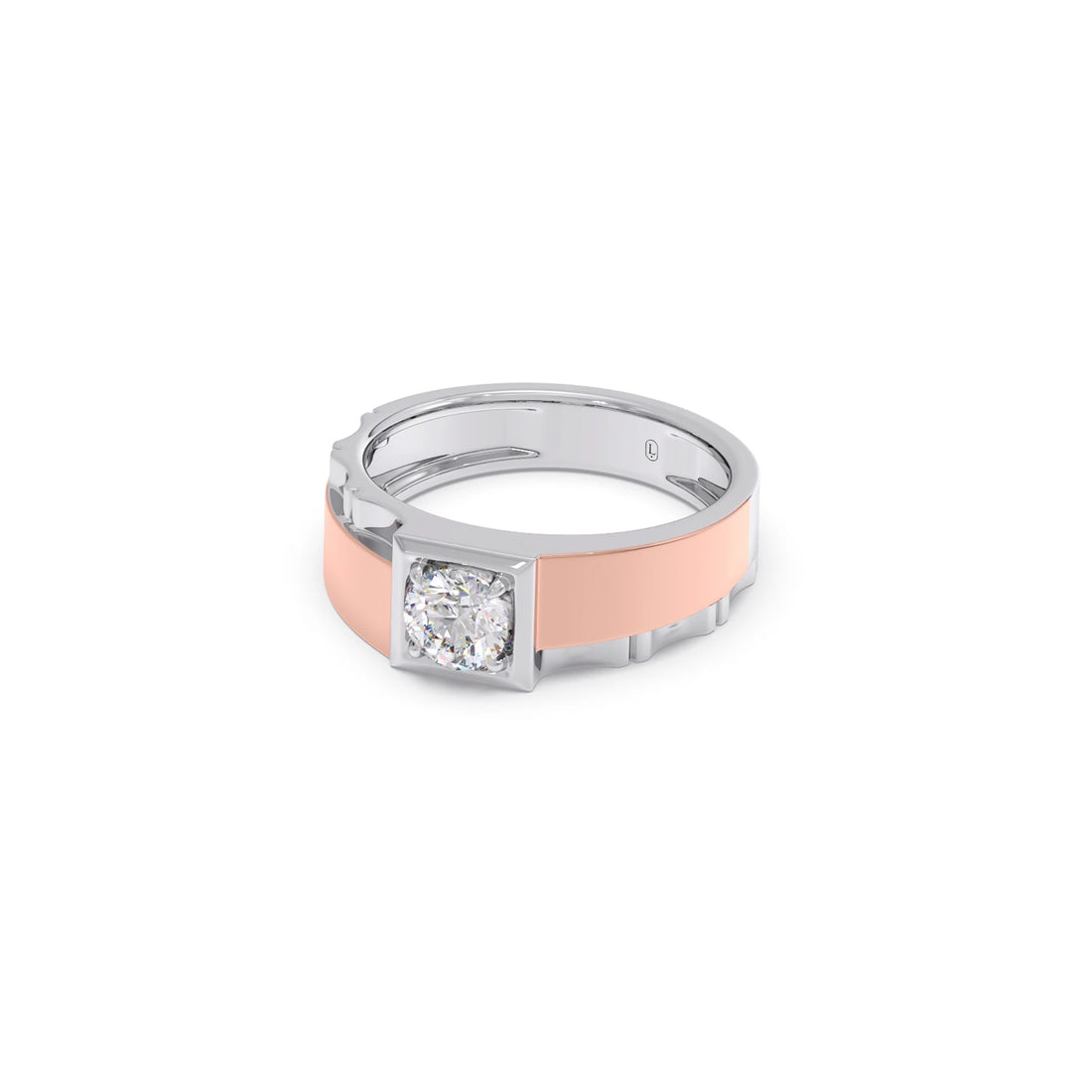 0.66 Carat Dual Tone Textured Diamond Men's Classic Ring