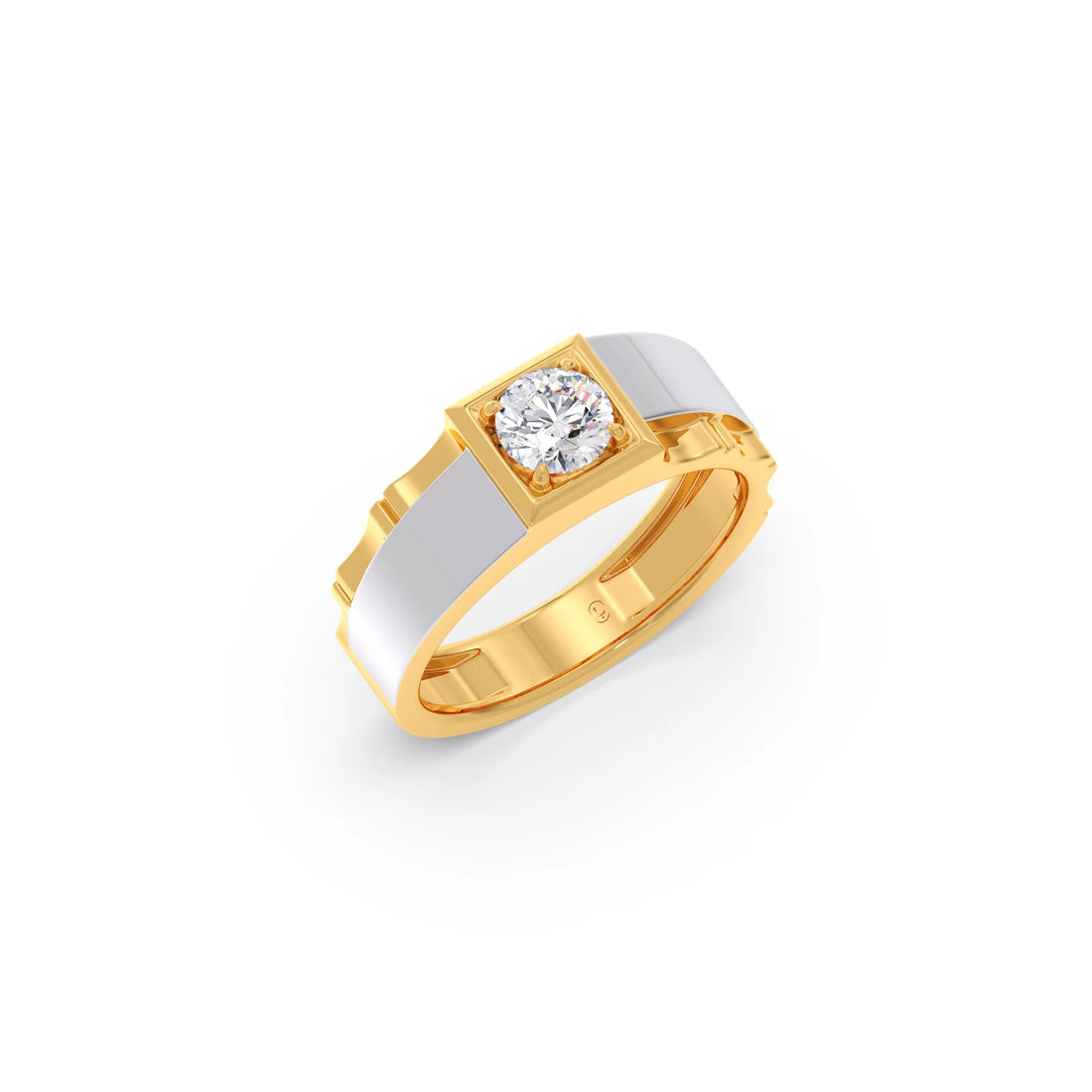 0.66 Carat Dual Tone Textured Diamond Men's Classic Ring