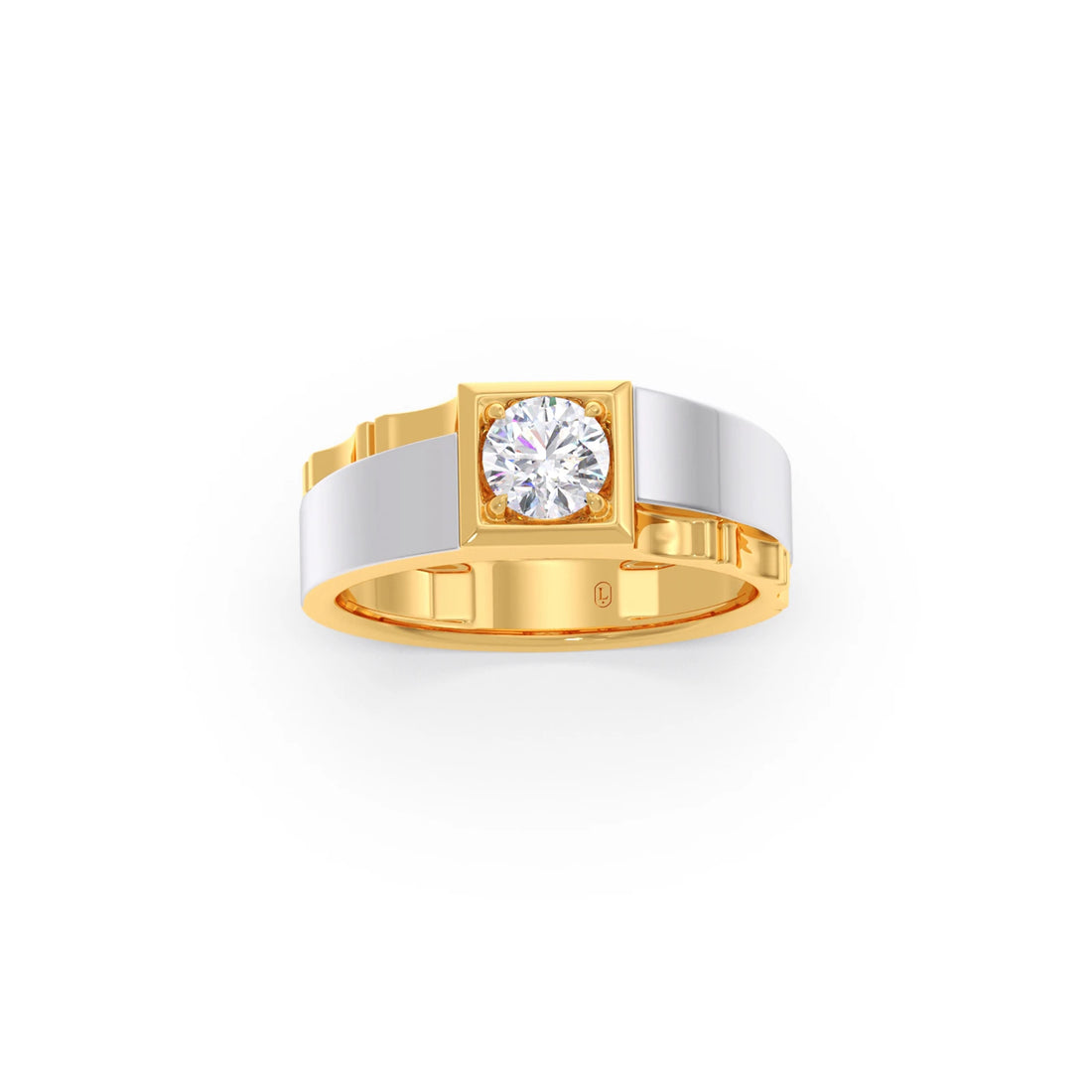 0.66 Carat Dual Tone Textured Diamond Men's Classic Ring