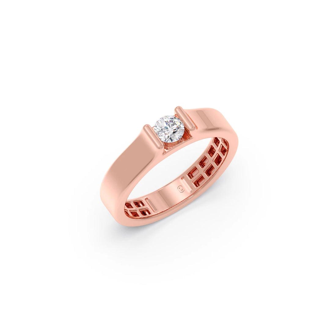 Modern Flat Band with Round Diamond