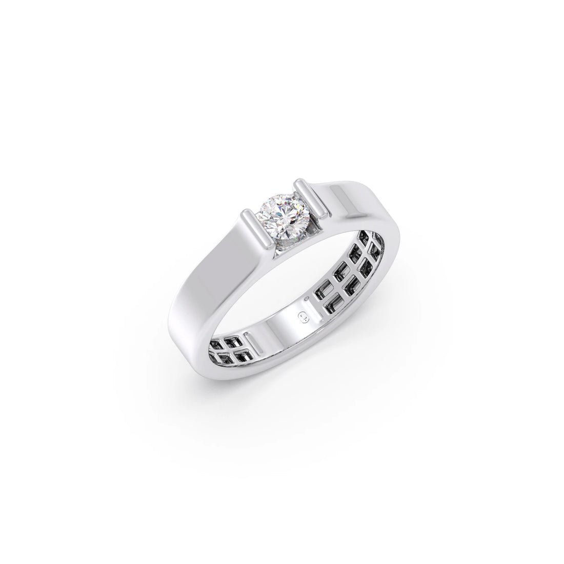 Modern Flat Band with Round Diamond