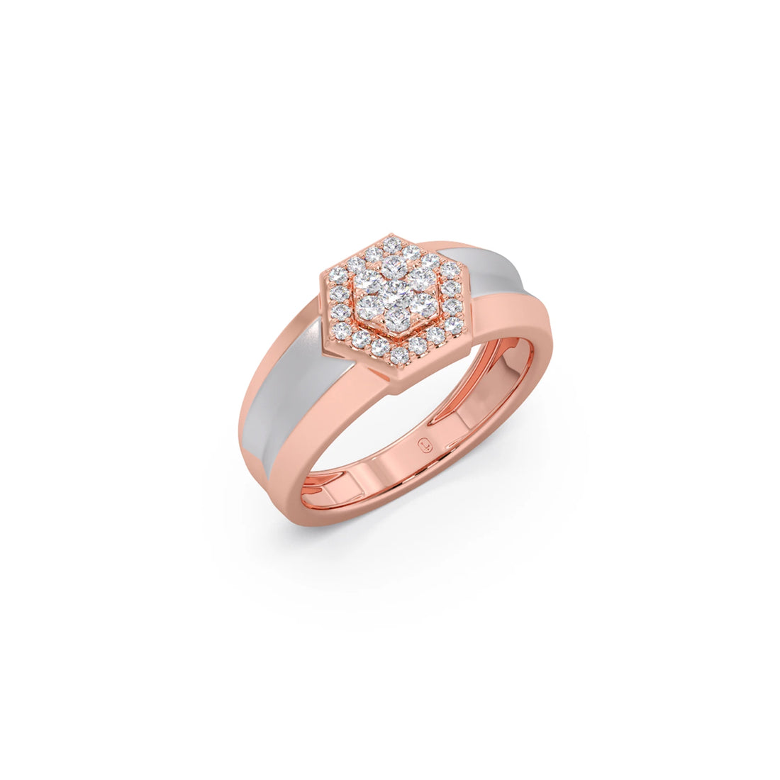 Men’s Two Tone Hexagonal Cluster Diamond Ring