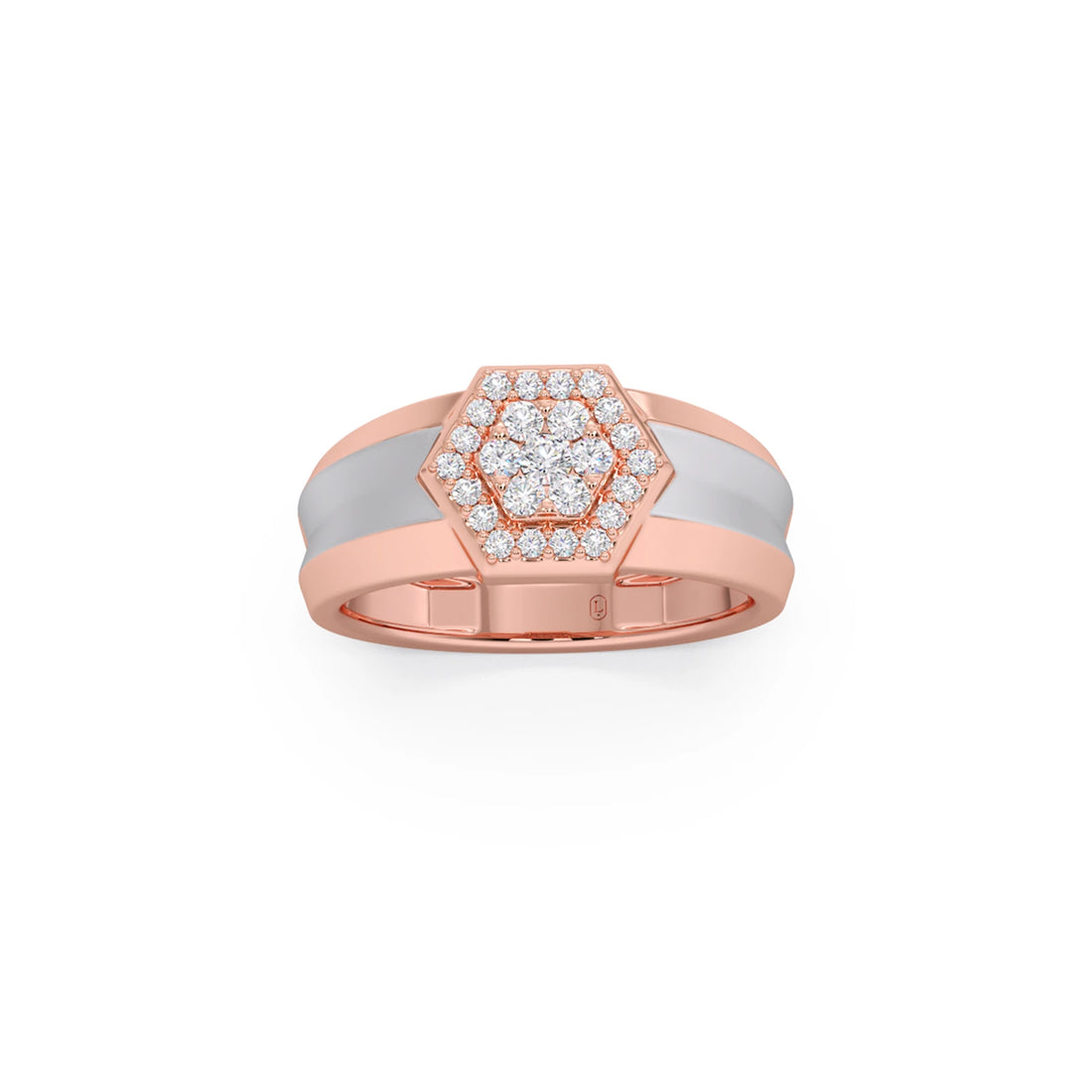 Men’s Two Tone Hexagonal Cluster Diamond Ring