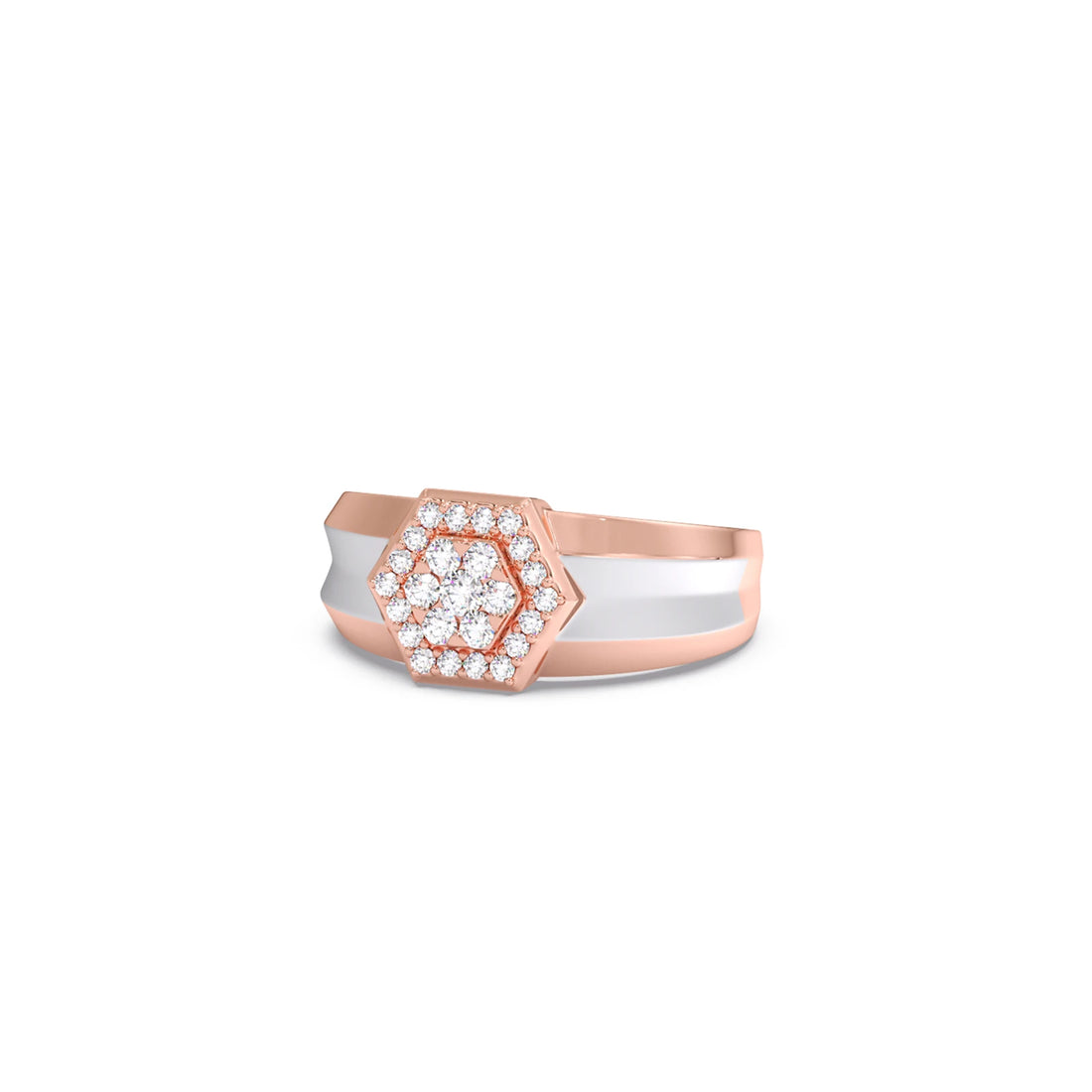 Men’s Two Tone Hexagonal Cluster Diamond Ring