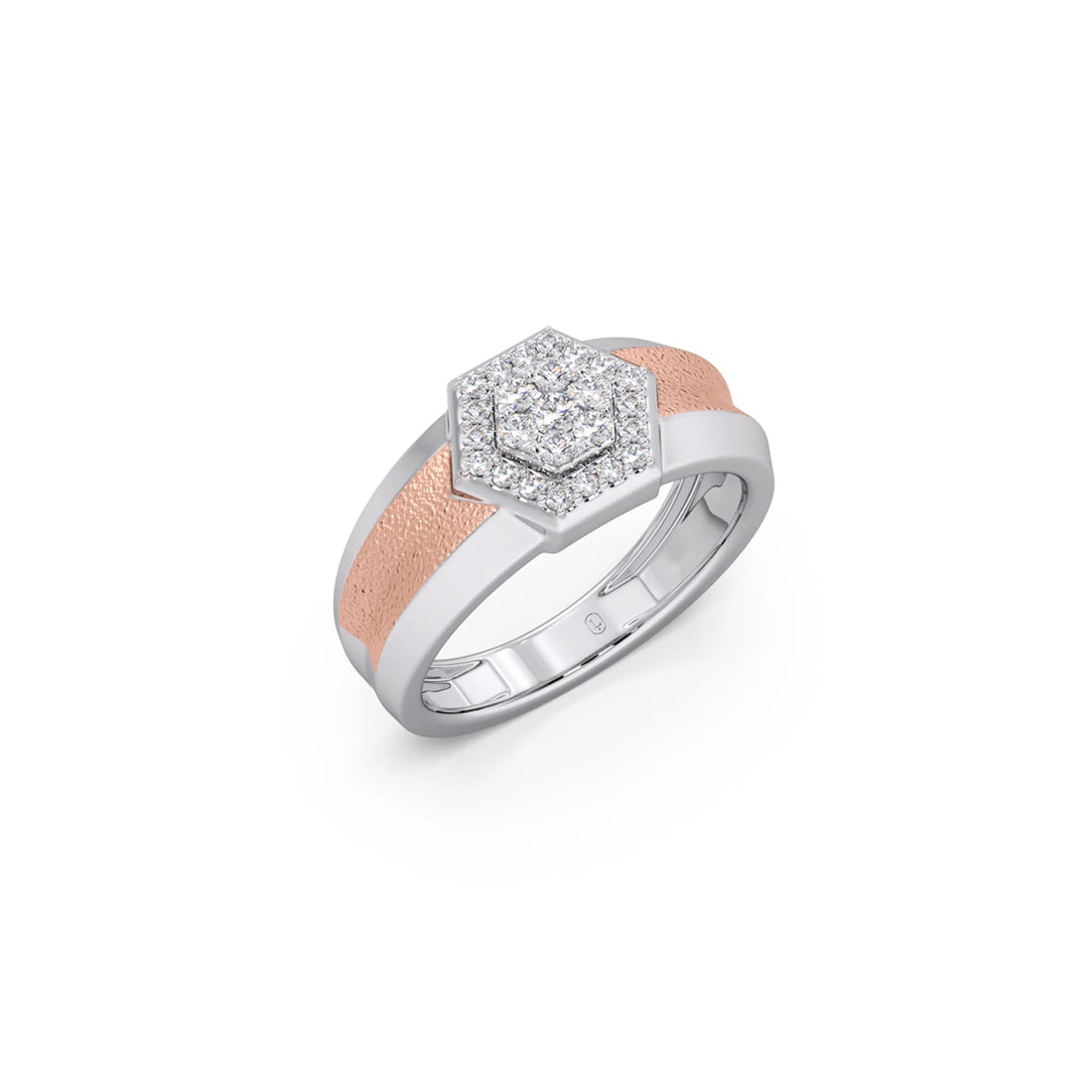 Men’s Two Tone Hexagonal Cluster Diamond Ring