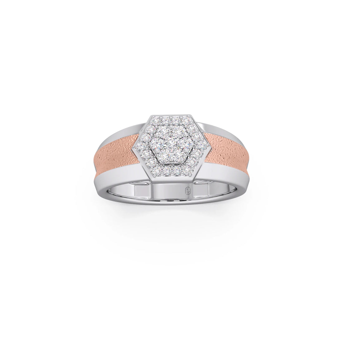Men’s Two Tone Hexagonal Cluster Diamond Ring
