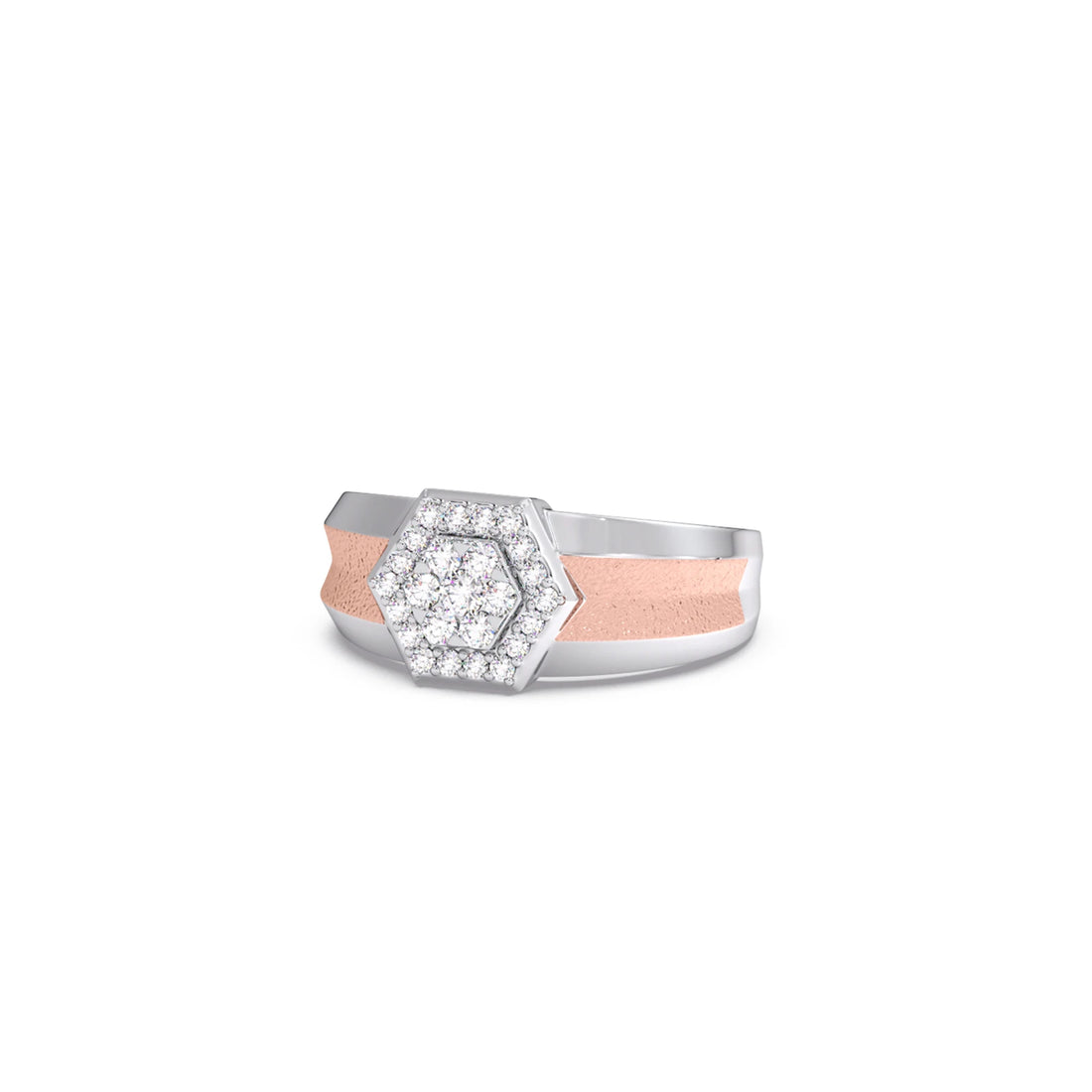 Men’s Two Tone Hexagonal Cluster Diamond Ring
