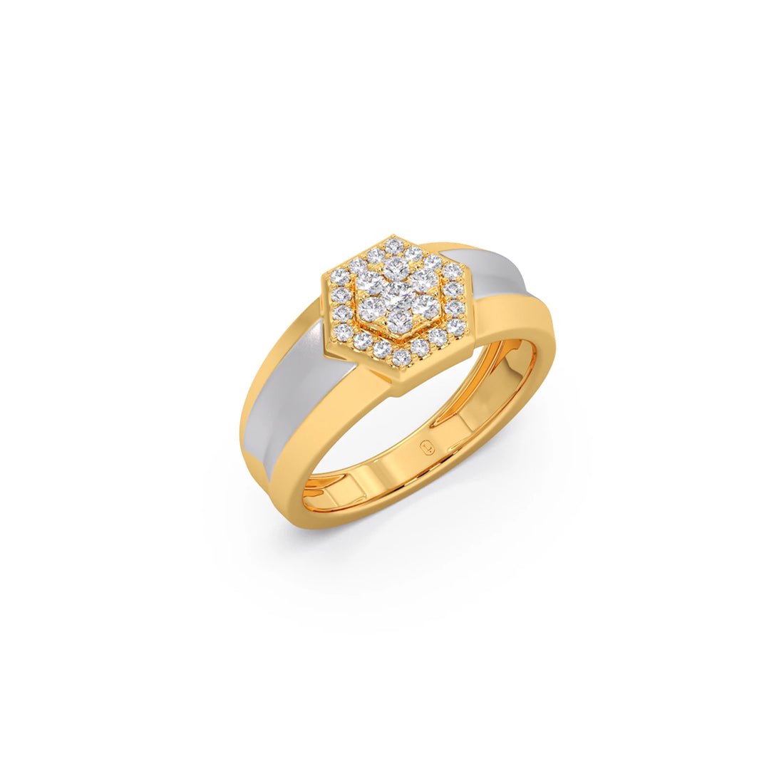 Men’s Two Tone Hexagonal Cluster Diamond Ring