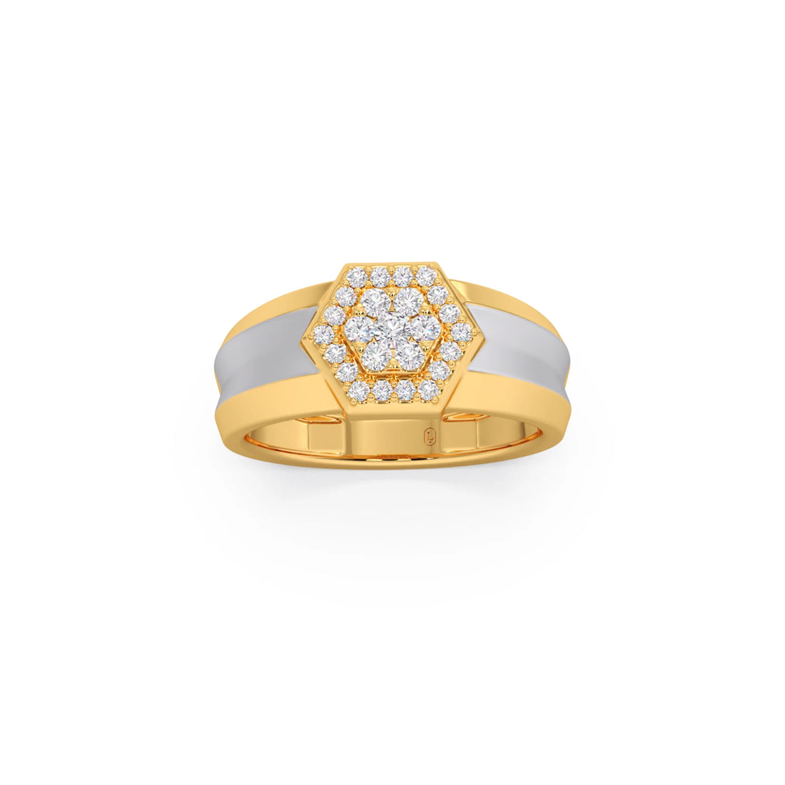 Men’s Two Tone Hexagonal Cluster Diamond Ring