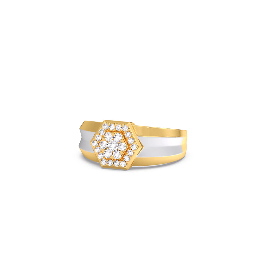 Men’s Two Tone Hexagonal Cluster Diamond Ring