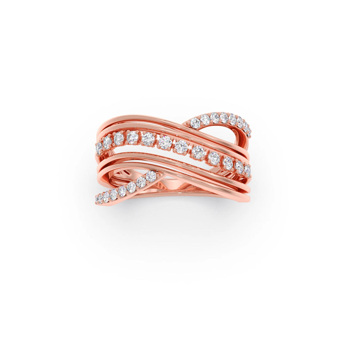 Multi-Row Crossover Diamond Ring