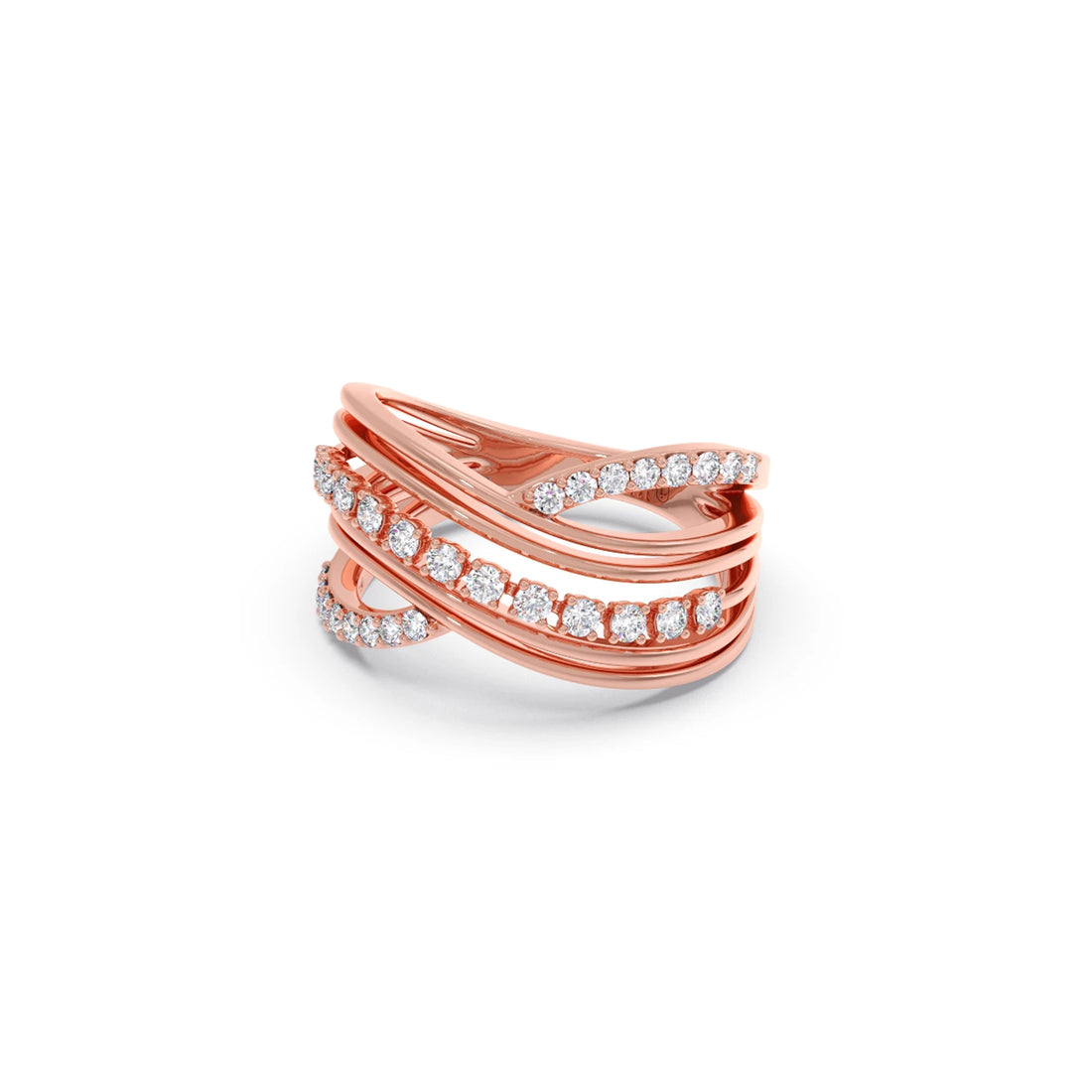 Multi-Row Crossover Diamond Ring