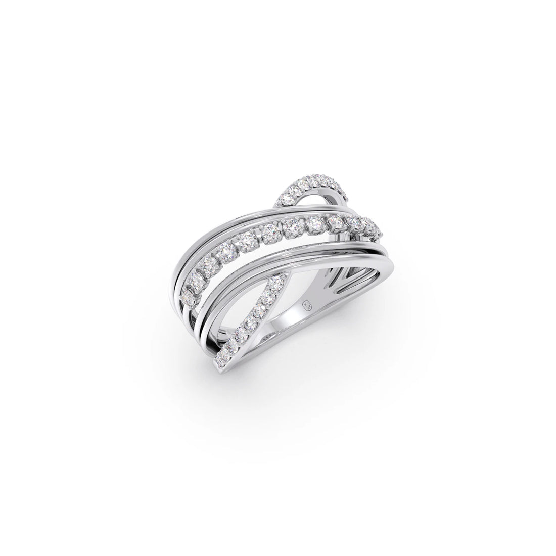 Multi-Row Crossover Diamond Ring