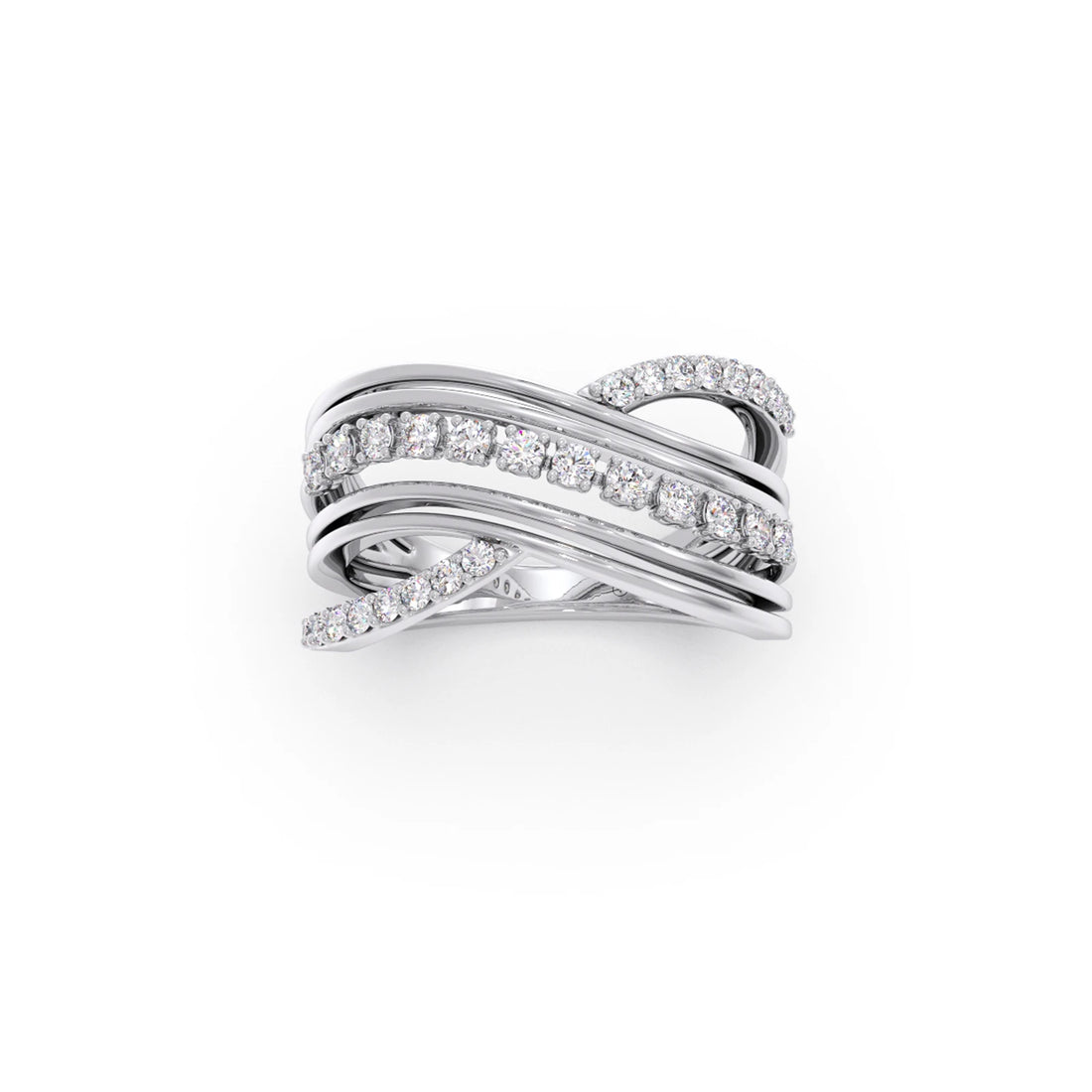 Multi-Row Crossover Diamond Ring