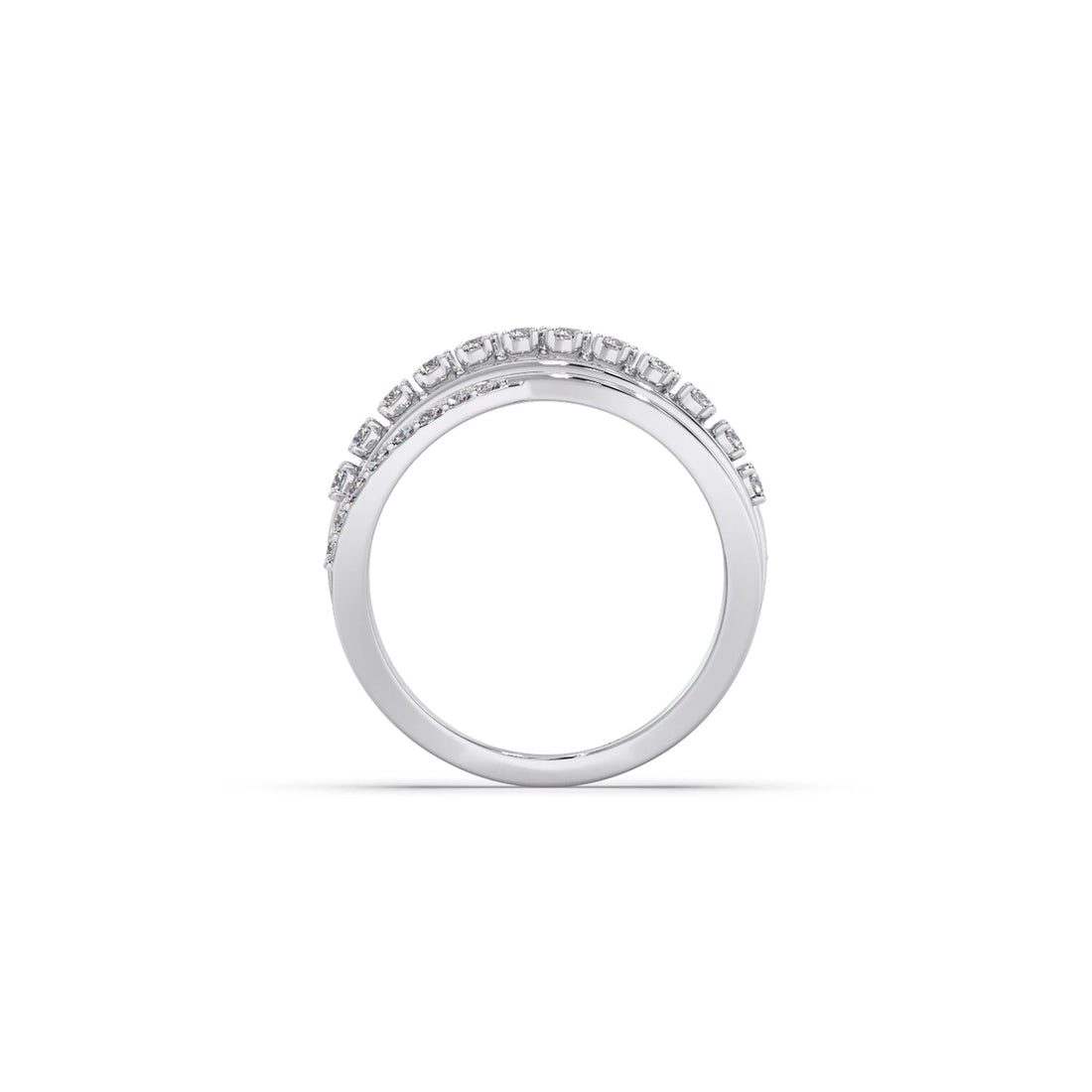 Multi-Row Crossover Diamond Ring