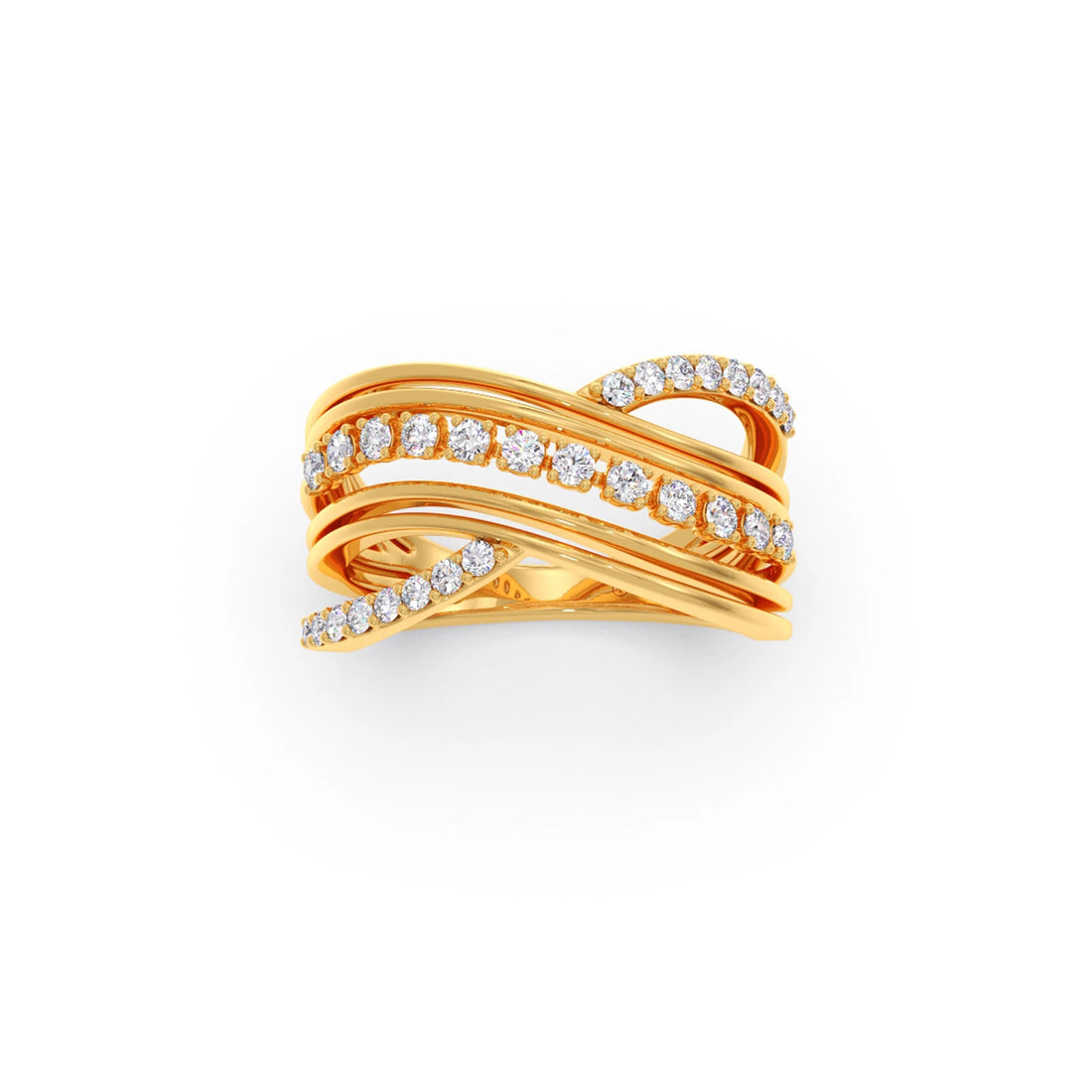 Multi-Row Crossover Diamond Ring